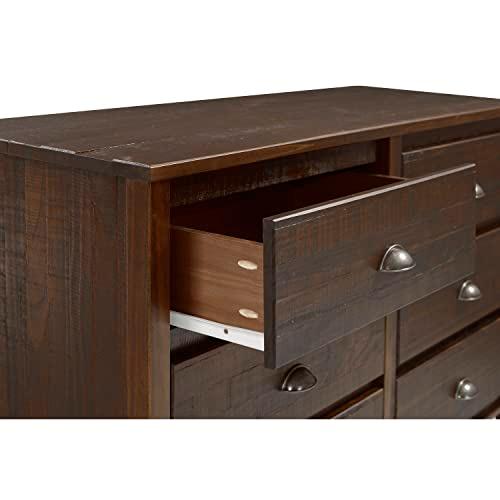 Farmhouse Walnut Double Dresser with Felt-Lined Drawers