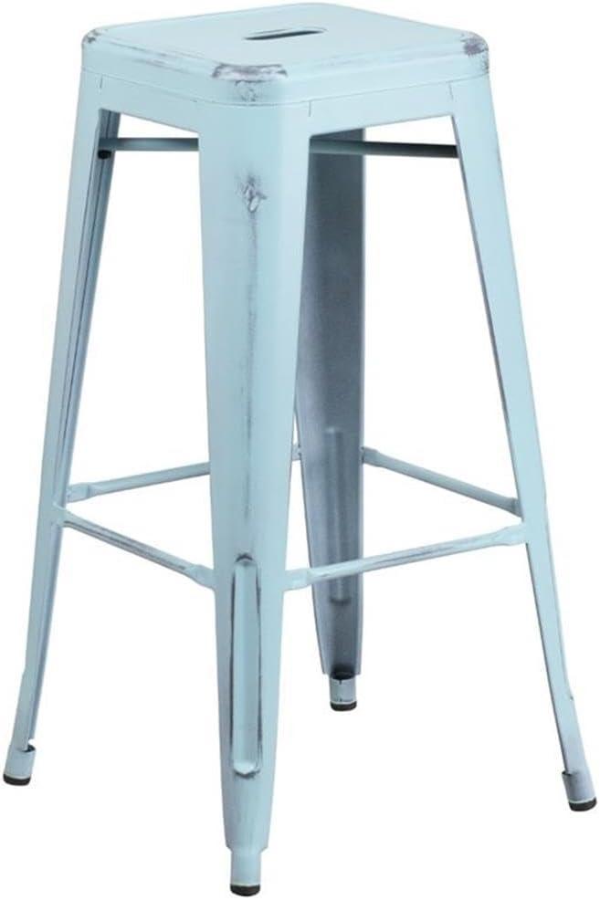 Flash Furniture Commercial Grade 30" High Backless Distressed Metal Indoor-Outdoor Barstool