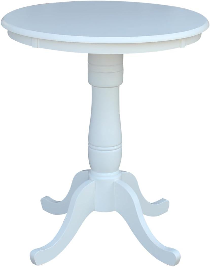 Casual Round Wood Extendable Counter Height Dining Table, White
