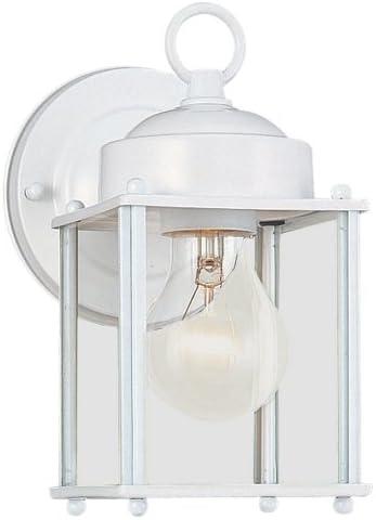 New Castle 1-Light White Outdoor 8.25 in. Wall Lantern Sconce