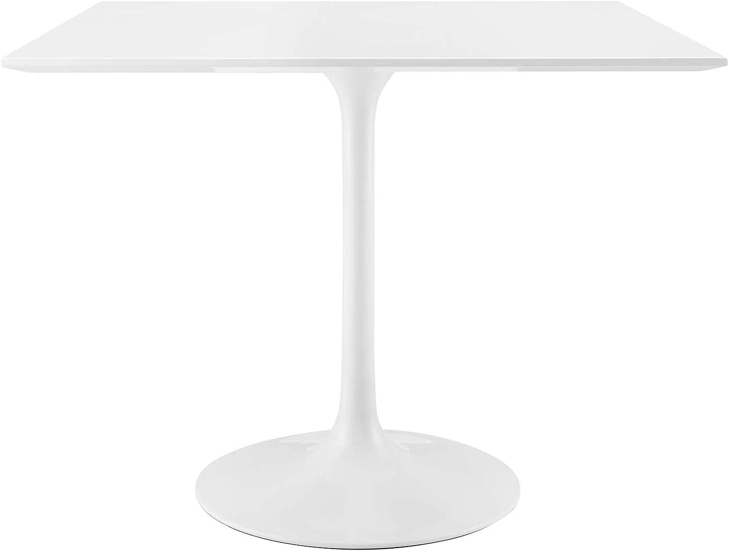 Mid-Century Modern 36" Square Wood Dining Table in White