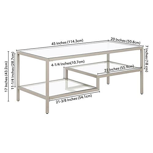 Satin Nickel Medium Rectangular Glass Coffee Table