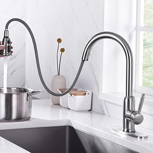 WOWOW Pull Out Kitchen Faucet with Soap Dispenser