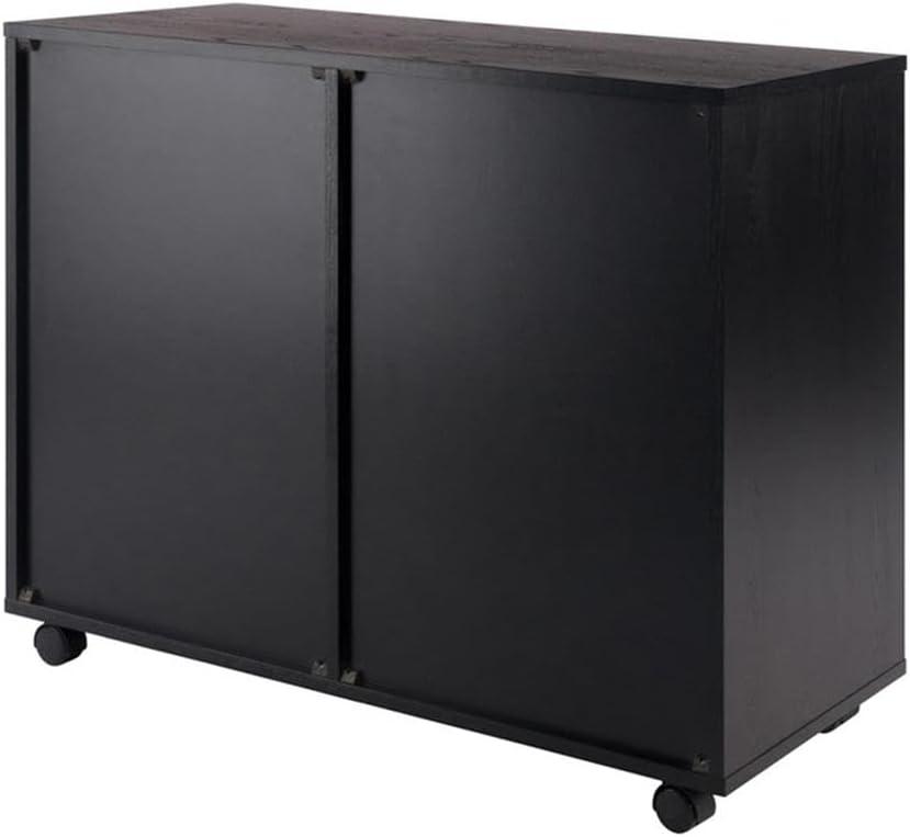 Halifax 2 Sections Mobile Storage Cabinet Black - Winsome: Wheeled Organizer with Locking Casters