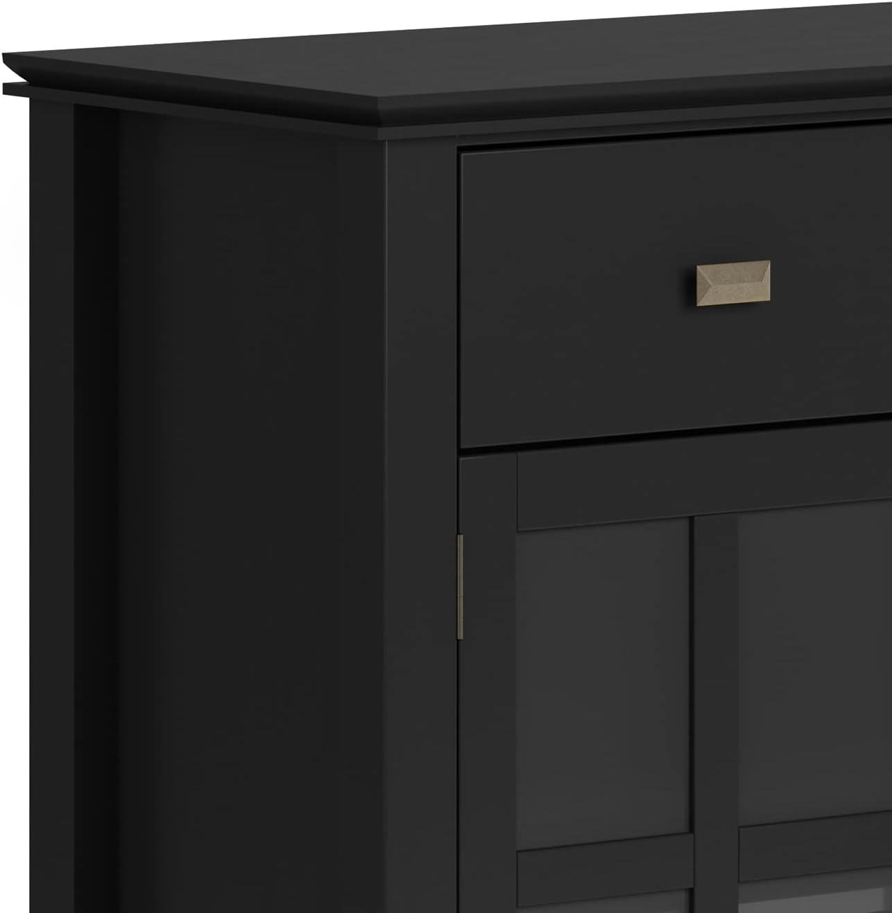 Simpli Home Artisan 54"W Solid Wood Sideboard Buffet with Tempered Glass Doors and 6 Drawers