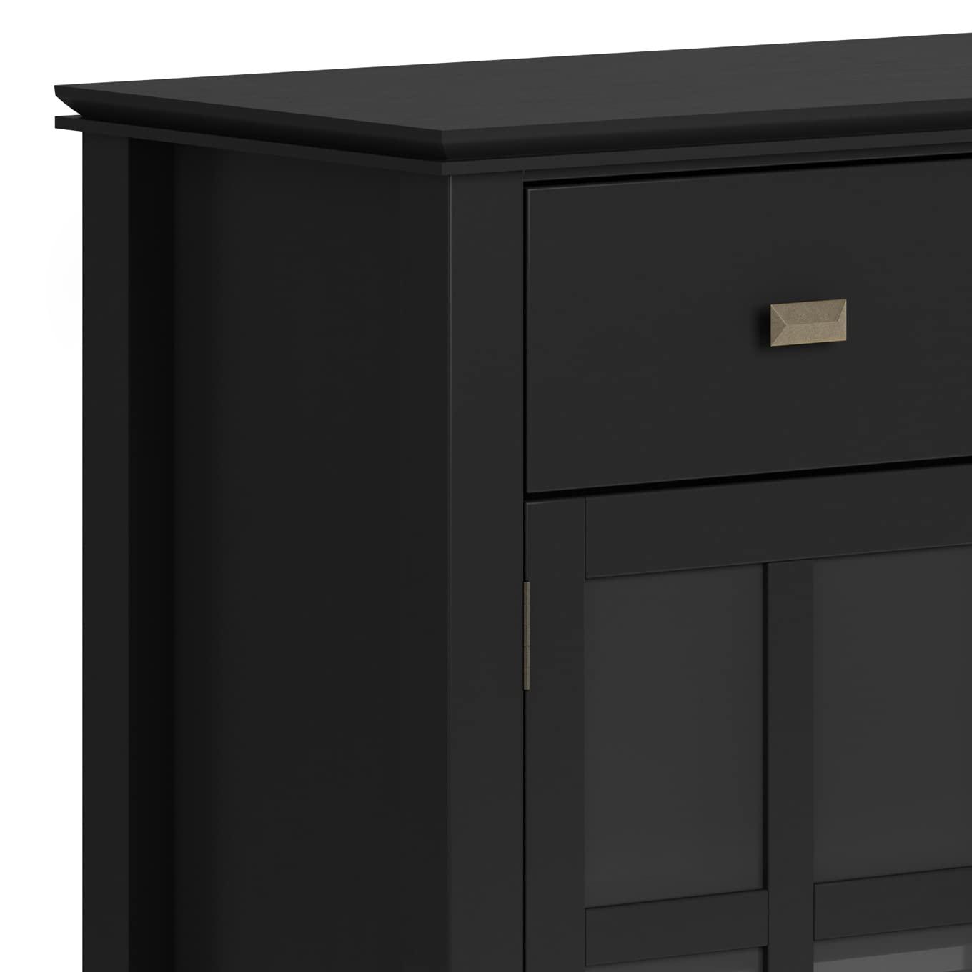 Simpli Home Artisan 54"W Solid Wood Sideboard Buffet with Tempered Glass Doors and 6 Drawers