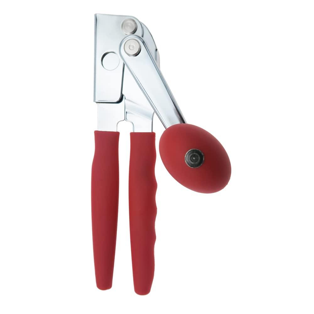 Commercial Stainless Steel Can Opener with Red Handle
