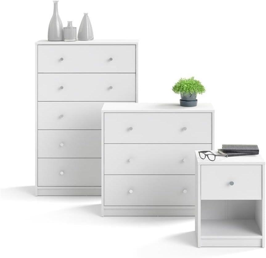 Home Square 4 Piece Bedroom Set With Dresser, Chest and 2 Nightstands in White