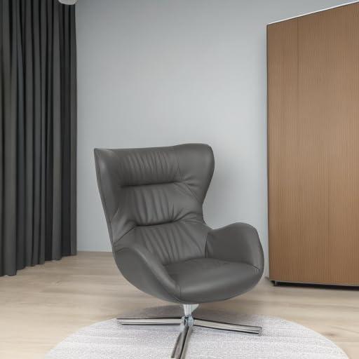 Flash Furniture Gray LeatherSoft Swivel Wing Chair