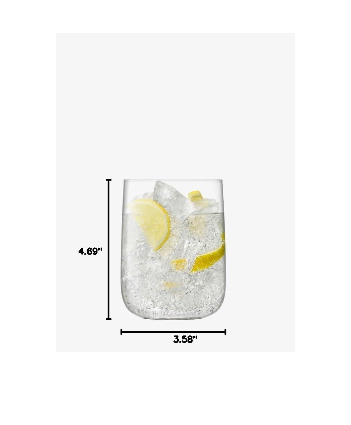 Borough Modern Clear Bar Glass Set with Curved Walls - 21oz, Pack of 4