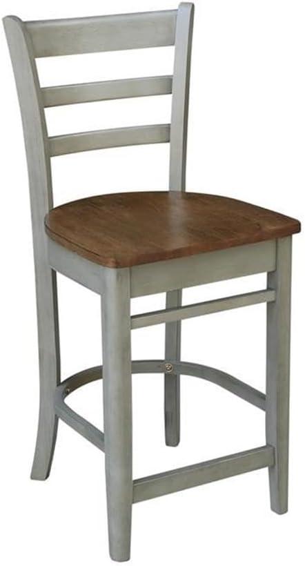 International Concepts Wood Emily Ladder Back Counter Height Stool - 24" Seat Height - Distressed Hickory/Stone