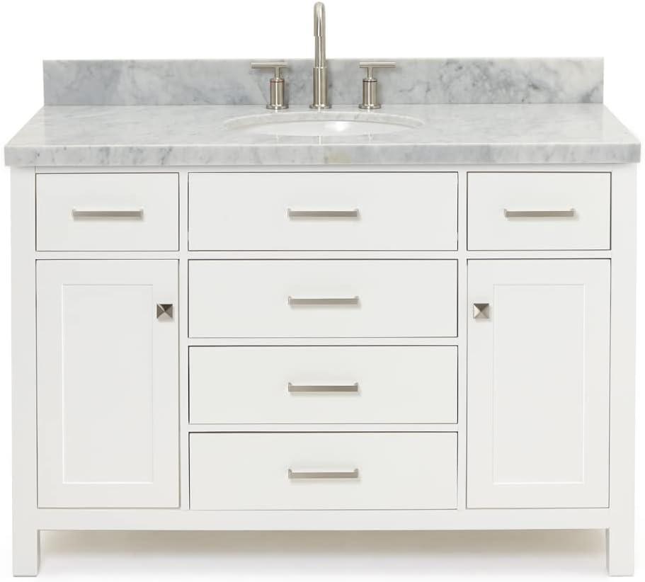 Bristol 49" White Marble Top Freestanding Vanity