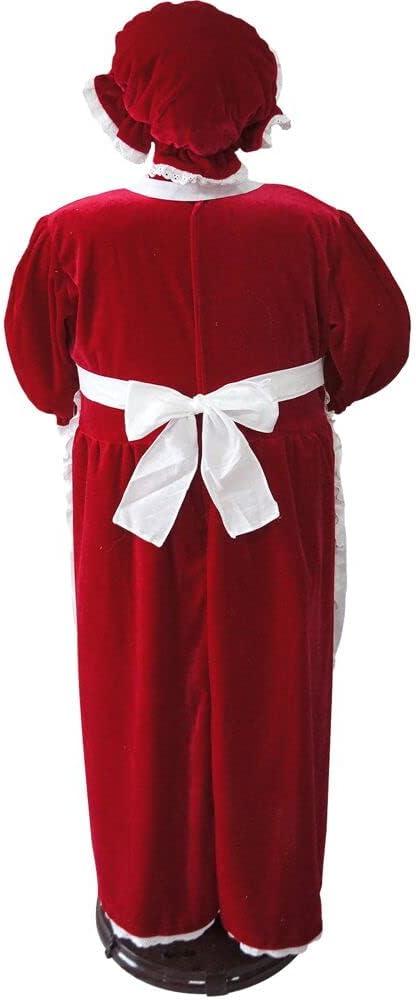 Christmas Time 58-In. African American Dancing Mrs. Claus with Apron and Christmas Cookies | Animated Indoor Holiday Home Decor | CT-MC058-2RD2-AA