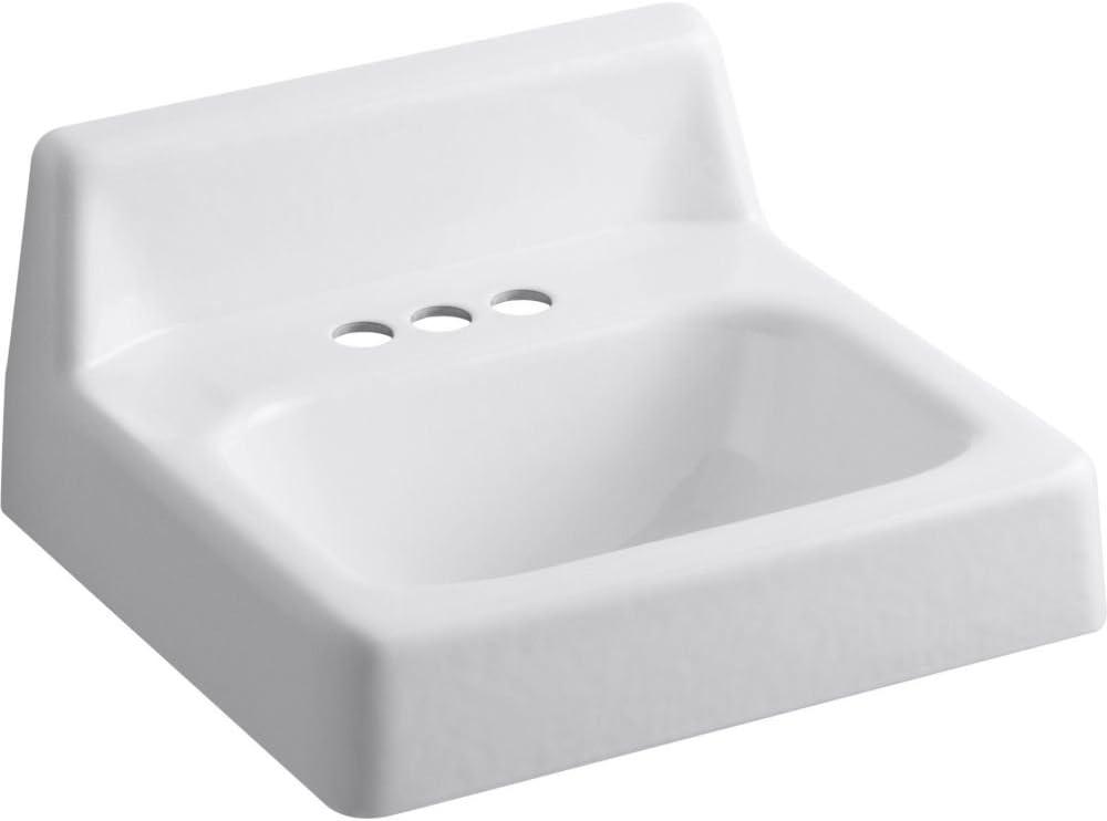 Hudson White 20" Rectangular Cast Iron Wall-Mount Bathroom Sink