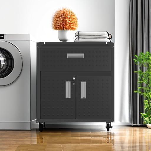 Manhattan Comfort Floating Metal Garage Cabinet Charcoal, Gray