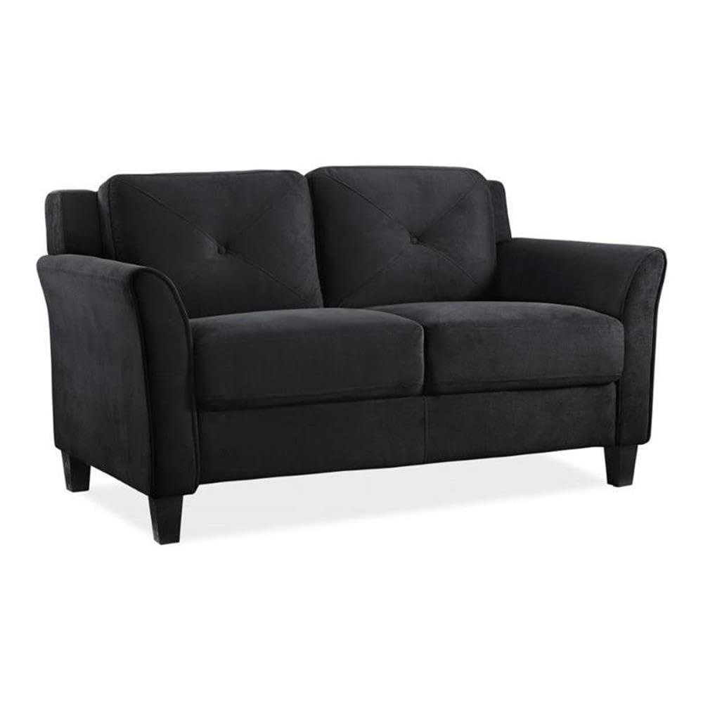 Home Square 2 Piece Living Room Set with Solid Wood Sofa and Loveseat in Black
