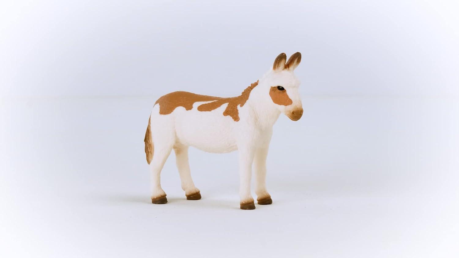 Schleich Farm World American Spotted Donkey Animal Figurine - Highly Detailed & Durable Farm Animal Toy, Fun & Educational Play for Boys & Girls