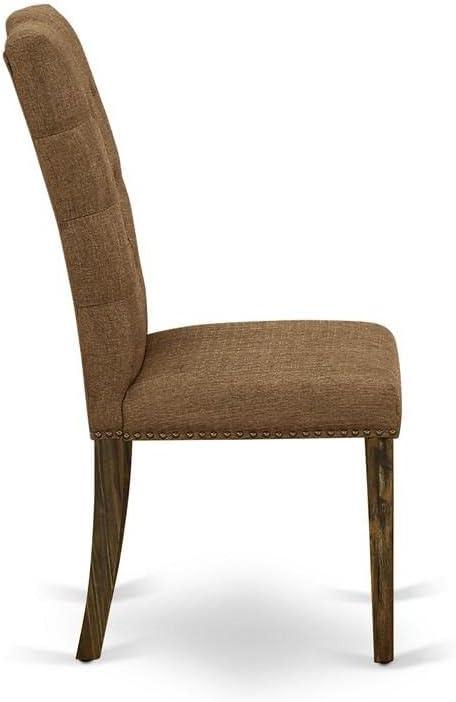 East West Furniture Elsa 41" Fabric Dining Chairs in Jacobean/Brown (Set of 2)