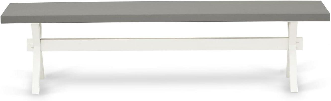 X-Style 15x60 in Dining Bench with Wirebrushed Linen White Leg and Cement Top finish