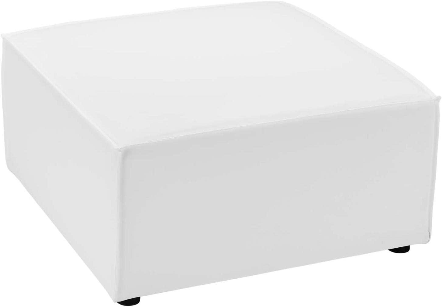 Modway Saybrook Fabric Upholstered Outdoor Patio Sofa Ottoman in White