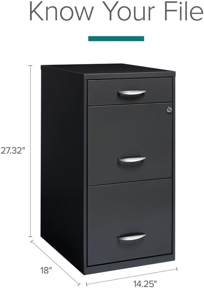 Scranton & Co 3 Drawer File Cabinet in Charcoal