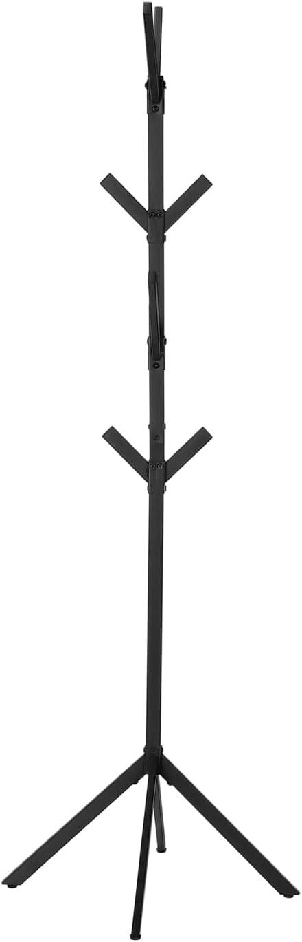 Monarch Specialties Coat Rack Hall Tree Free Standing 8 Hooks Entryway 70InchH Bedroom Metal Black Contemporary Modern