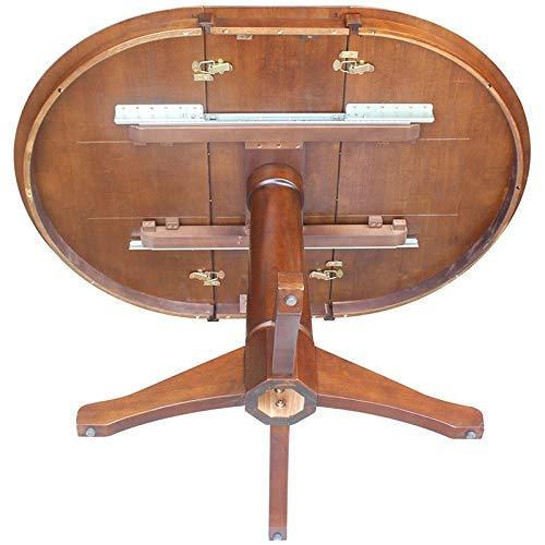 36" Magnolia Round Top Dining Table with 12" Leaf Espresso - International Concepts: Solid Parawood, Expandable, Pedestal Base