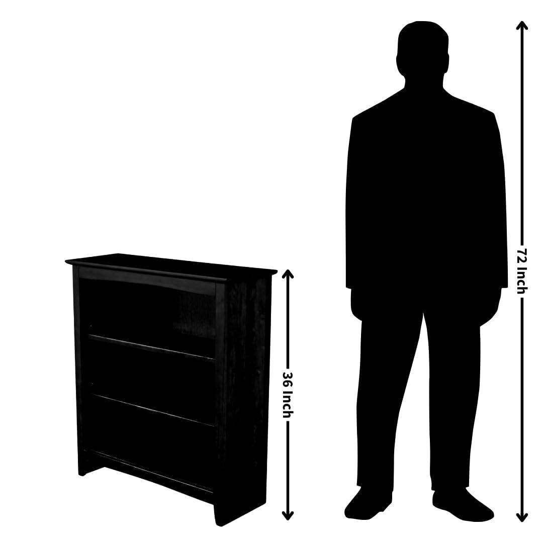 72" Shaker Bookshelf Espresso - International Concepts: Solid Parawood, 6 Fixed Shelves