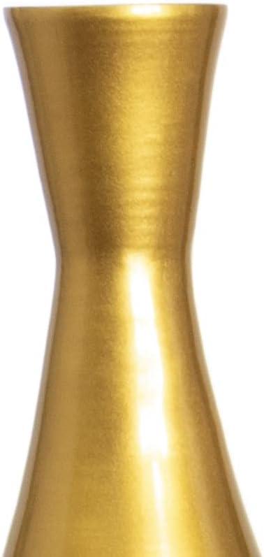 Tall 33 Inch Modern Bamboo Narrow Trumpet Floor Vase - Elegant Decoration Modern Accent Piece, Living Room Decor, Handcrafted Bamboo Art, Gold Small