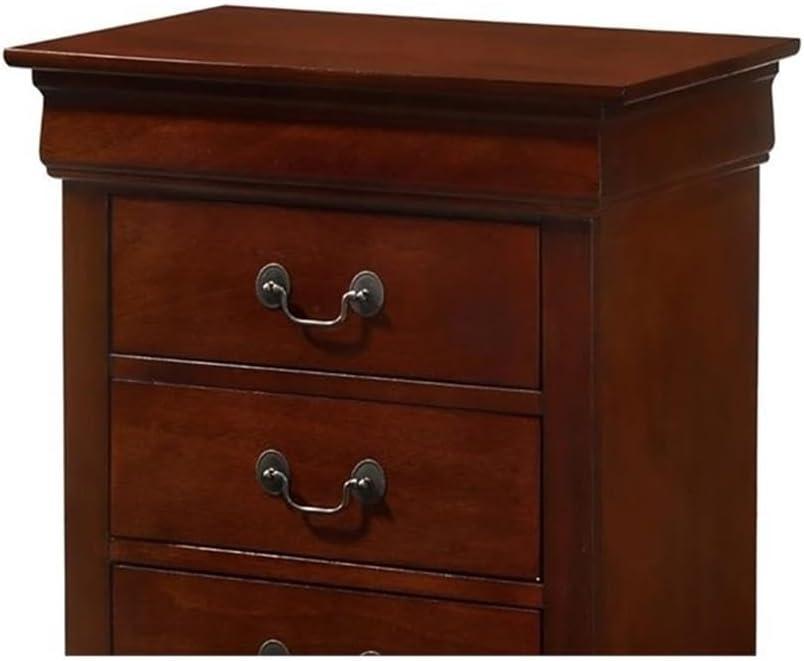 Glory Furniture Louis Phillipe 3 Drawer Nightstand in Cherry