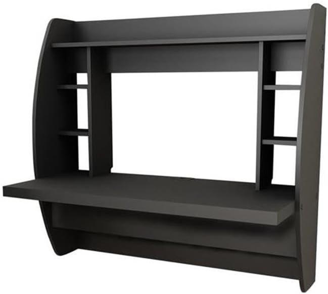 Prepac Floating Desk - Versatile Wall Mounted Desk for Small Spaces, Efficient Computer Desk with Storage, Black Wall Desks, Perfect for Modern Homes
