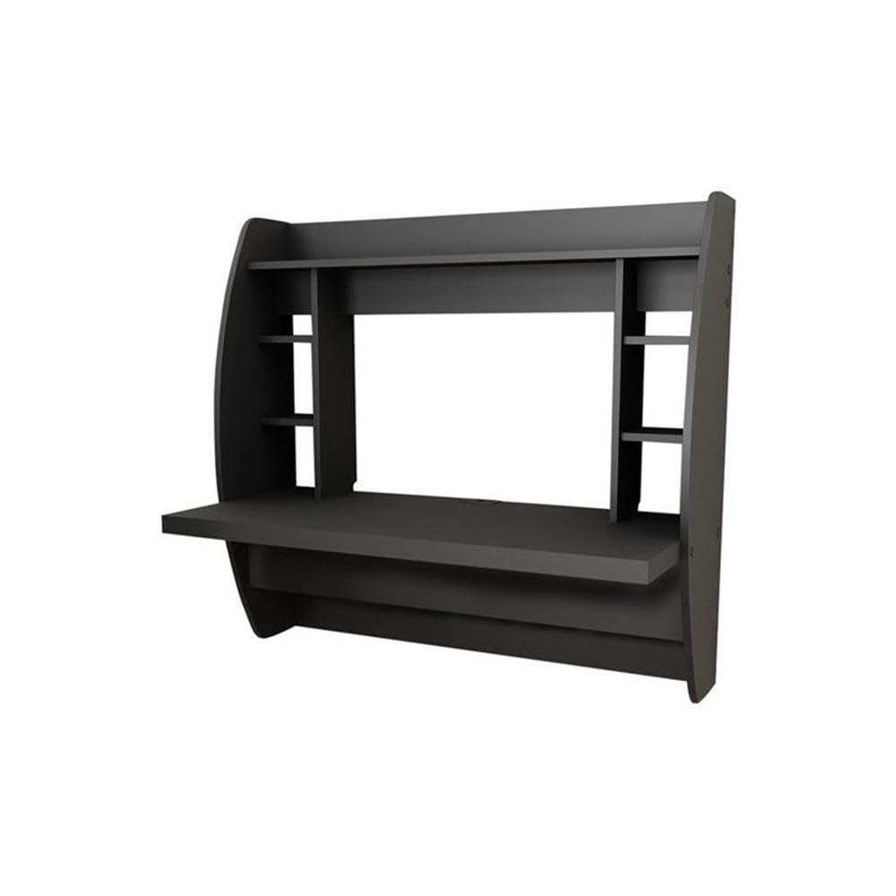 Prepac Floating Desk - Versatile Wall Mounted Desk for Small Spaces, Efficient Computer Desk with Storage, Black Wall Desks, Perfect for Modern Homes