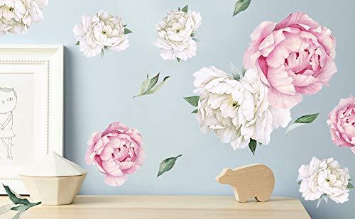mveomtd Decals Watercolor) Flowers And Peony Peony ( Watercolor White Decor Wall Wall Sticker Wall decals Wall art stickers Peel and stick decals