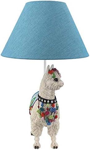 Blue Alpaca Sculptural Table Lamp with Fabric Shade