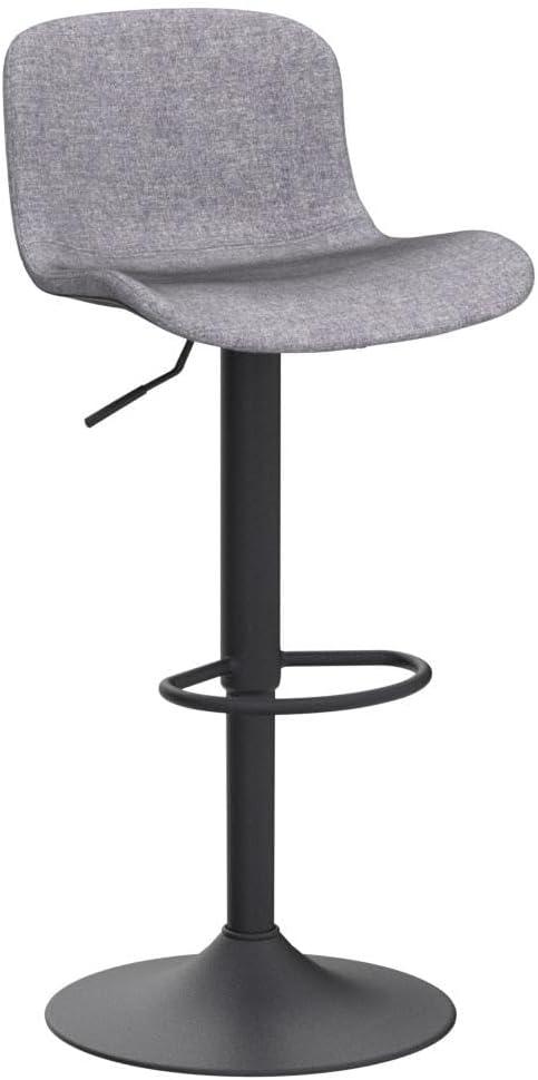 Adjustable Gray Fabric Swivel Bar Stools with Metal Base, Set of 2