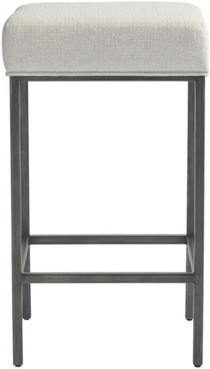 Greystone Gray Metal Frame Dining Table with Beige Upholstered Stools