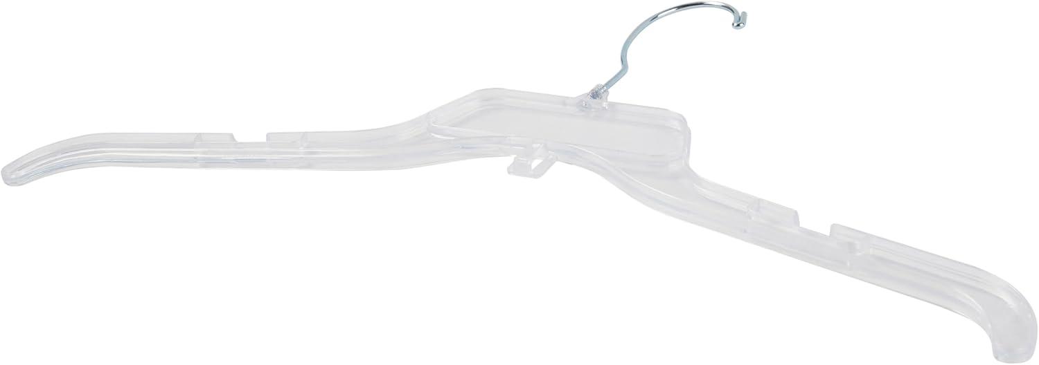 17 inch Break-Resistant Clear Plastic Dress Hangers - Case of 100