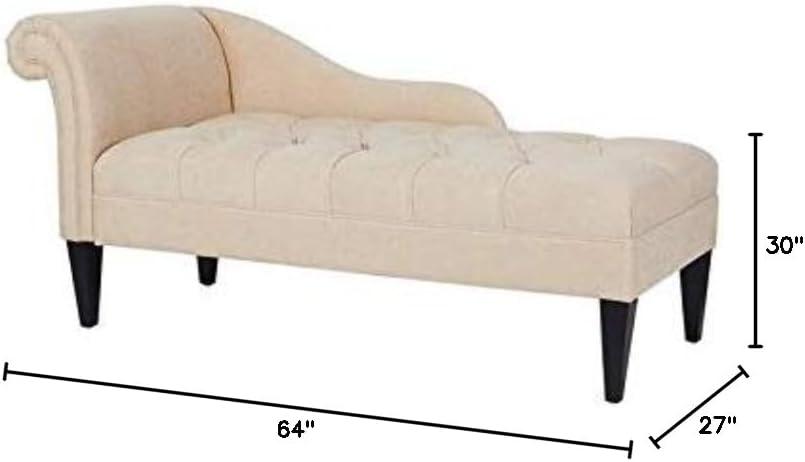 Harrison Tufted Roll Arm Chaise Lounge Beige