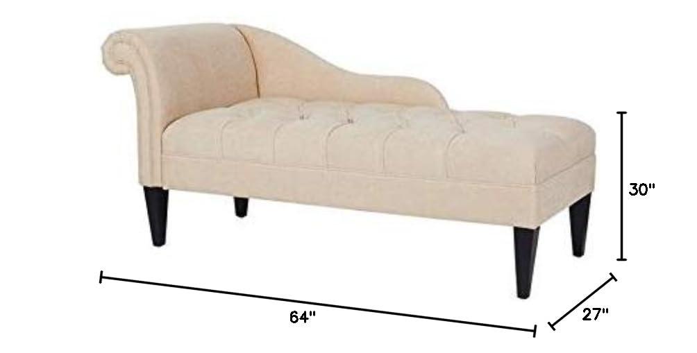 Harrison Tufted Roll Arm Chaise Lounge Beige