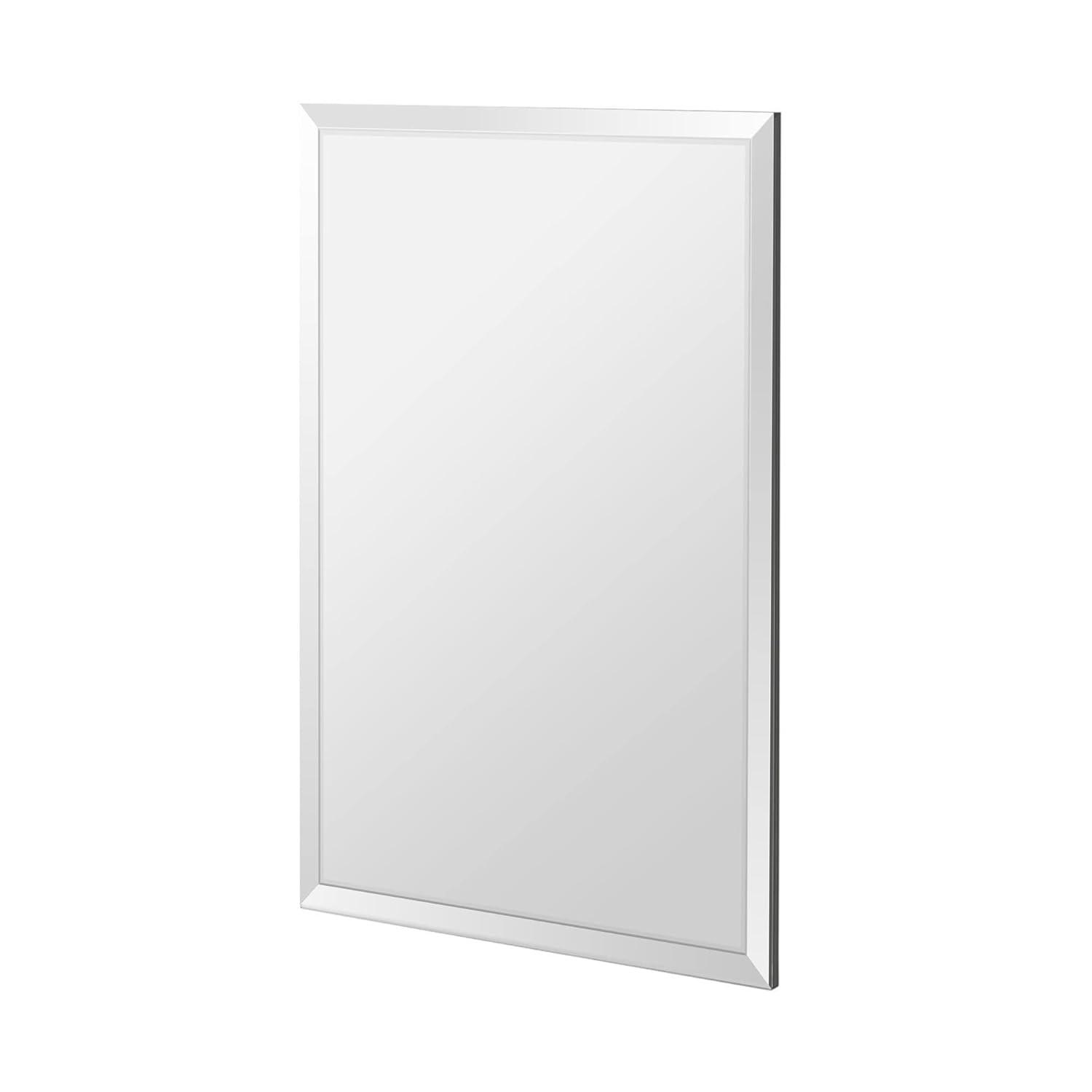 36"X48" inch Clear Rectangle Beveled Polish Frameless Wall Mirror with Hooks