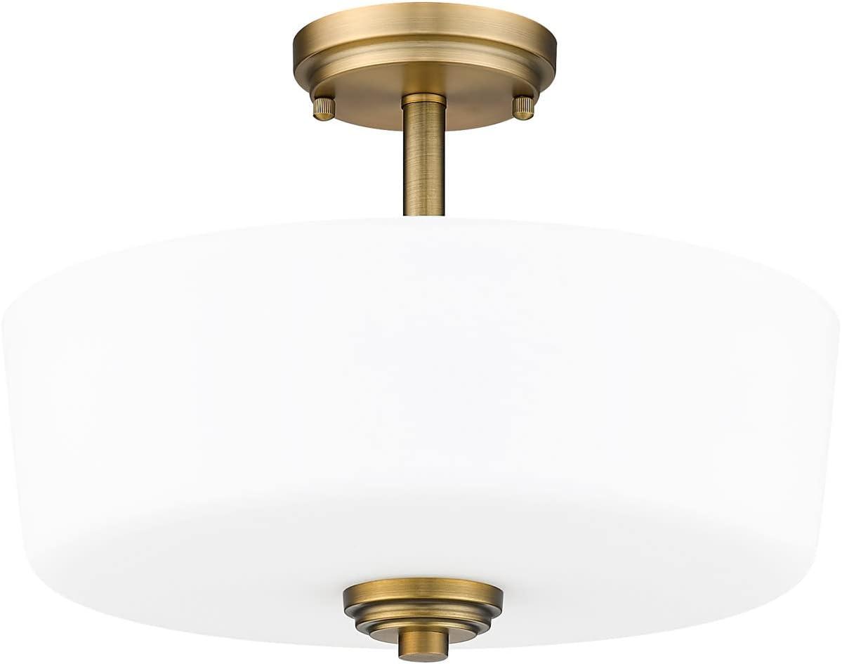 Z-Lite 220SF3-HBR Arlington 15 Inch Flush Mount Ceiling Light, Brass