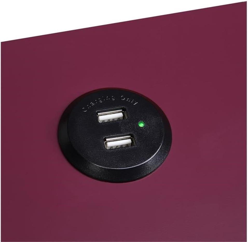 Fierce Side Table with USB Charging Dock Burgundy/Black - Acme Furniture: Living Room, Pullout Drawer, MDF