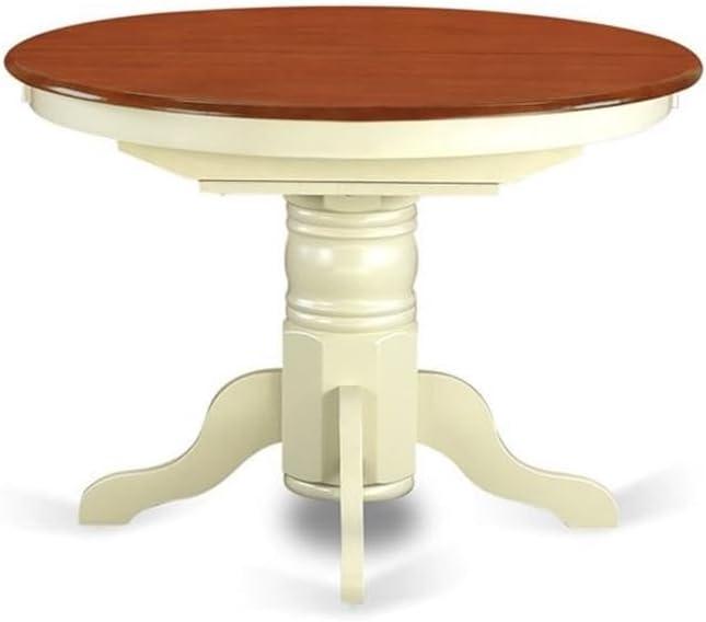 East West Furniture Avon Oval Wood Butterfly Leaf Dining Table in Cherry/White