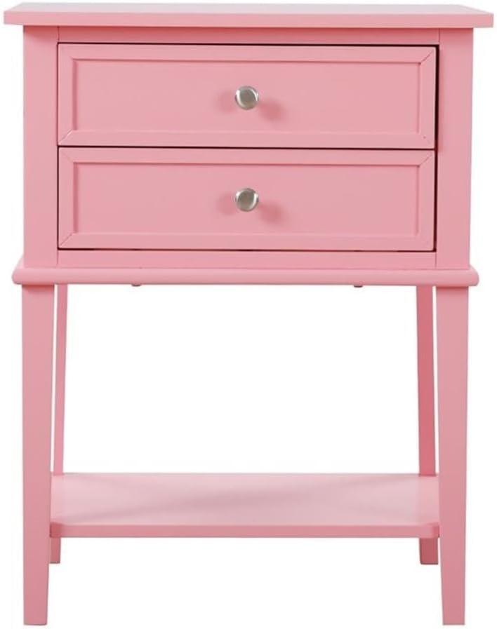 Glory Furniture Newton 2 Drawer Nightstand in Pink