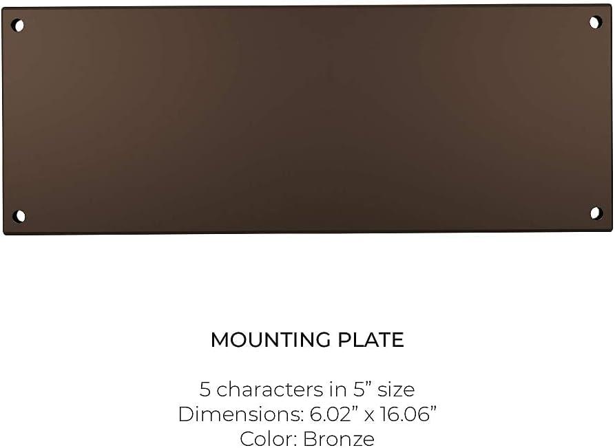 Bronze 5-Inch Metal Mounting Plate for Address Numbers