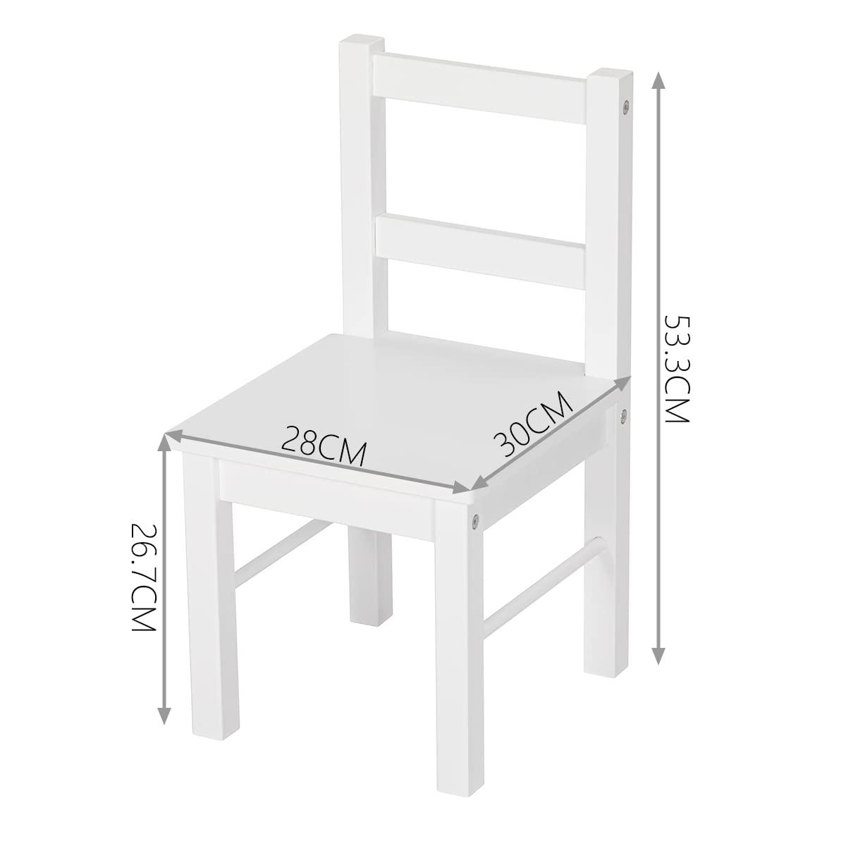 UTEX Child's Wooden Chair Pair for Play or Activity, Set of 2, White