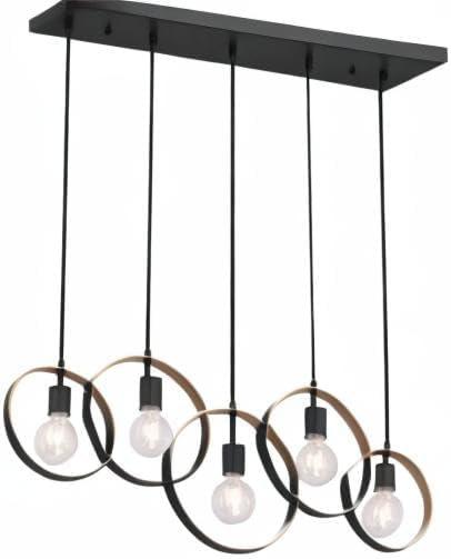 Olympus Matte Black and Textured Gold Geometric Chandelier