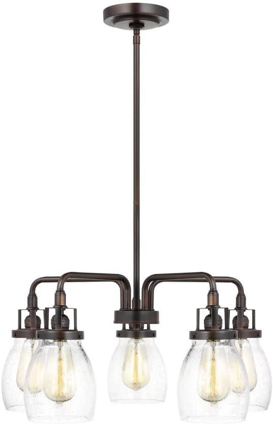 Brushed Nickel 5-Light Chandelier with Clear Seeded Glass Shades