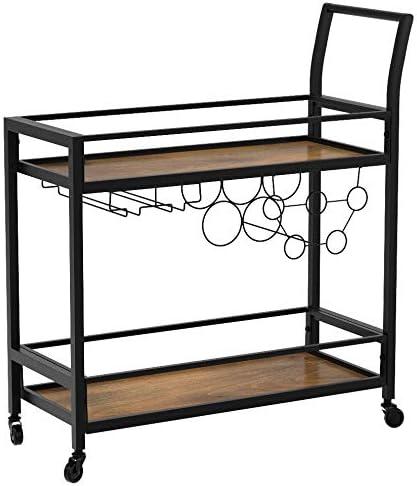 FirsTime & Co. Black Gardner Bar Cart, Industrial, Metal, 29.75 x 12.25 x 32.25 in
