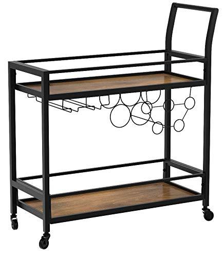 FirsTime & Co. Black Gardner Bar Cart, Industrial, Metal, 29.75 x 12.25 x 32.25 in